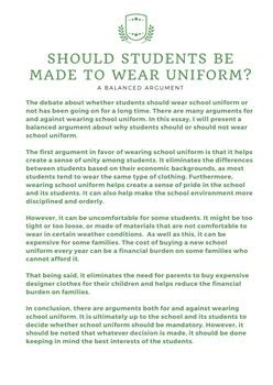 should students wear uniforms essay and should we also consider the impact of uniforms on mental health?